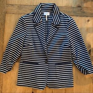 Laundry by Shelli Segal Blue & White Strip Nautical Blazer